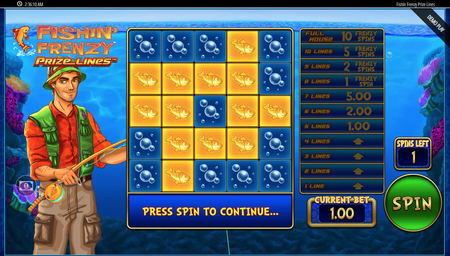 Fishin Frenzy Prize Lines screenshot 2