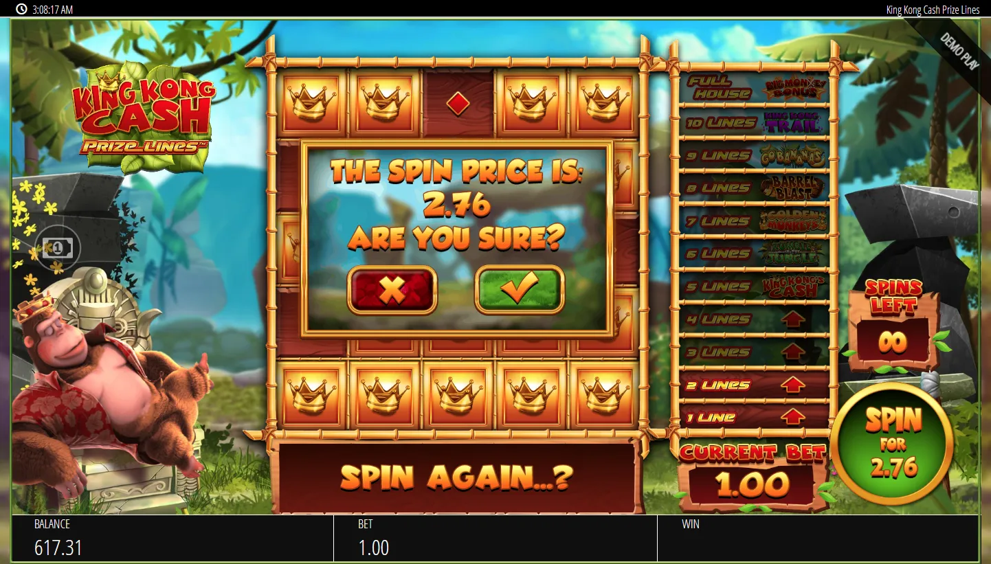 King Kong Cash Prize Lines screenshot 5