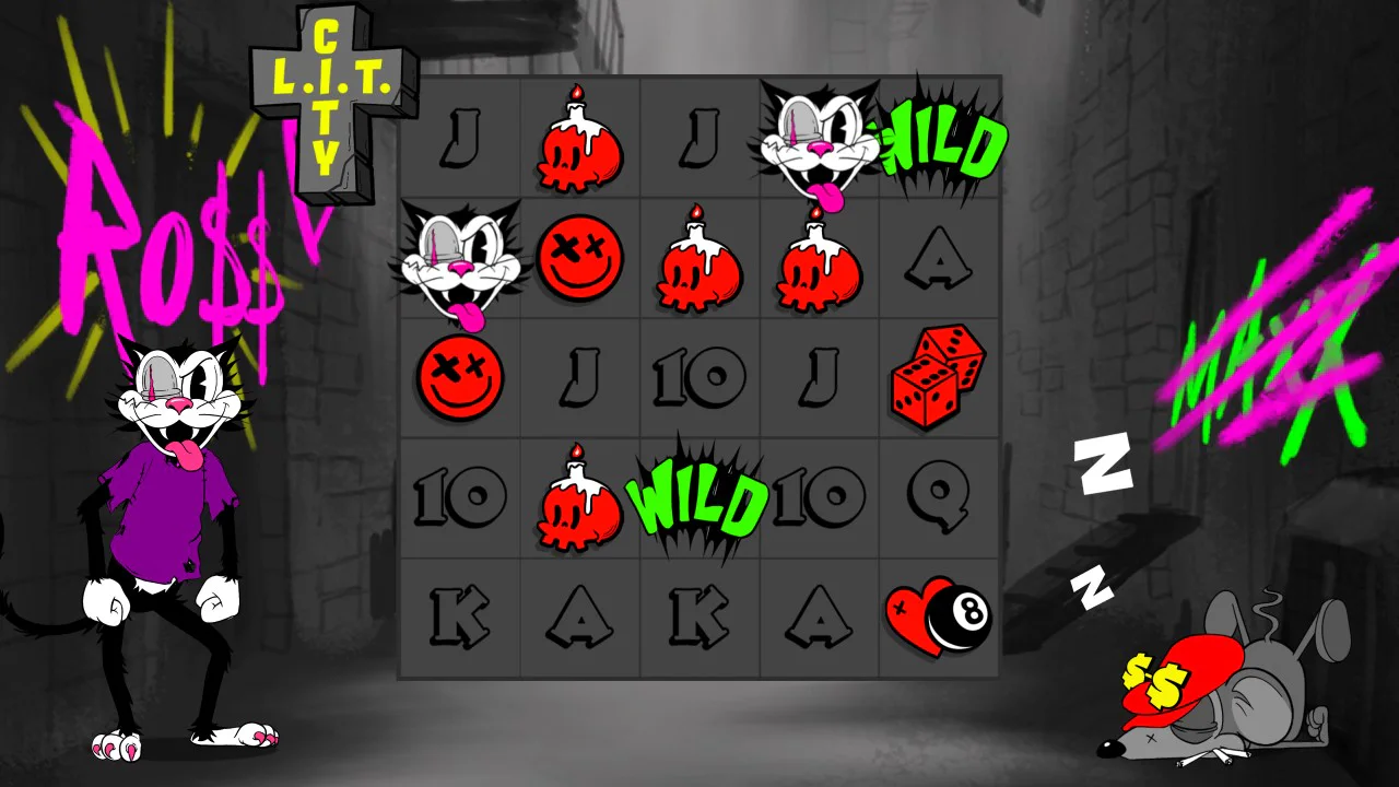 Ro$$ Bonus gameplay on the LIT City reel grid