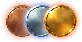 Bronze, Silver and Gold Coin value examples from the Supreme Zeus Game Info