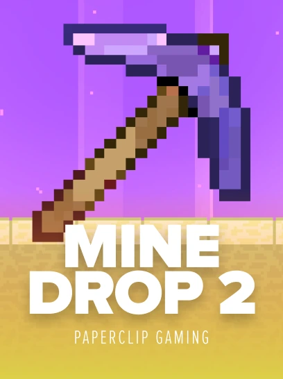Vertical Minedrop 2 cover with a pixel-art pickaxe