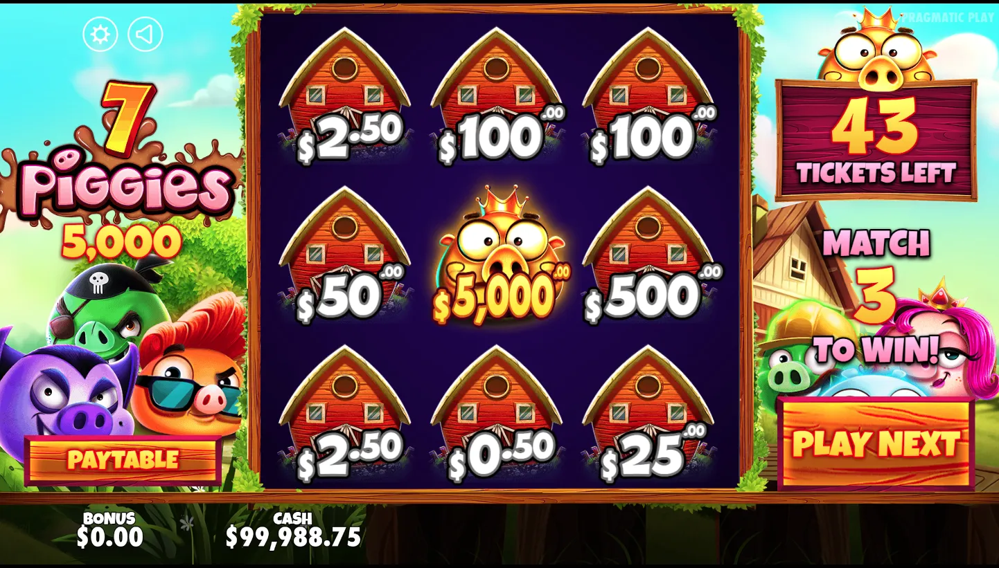 7 Piggies Scratchcard screenshot 2