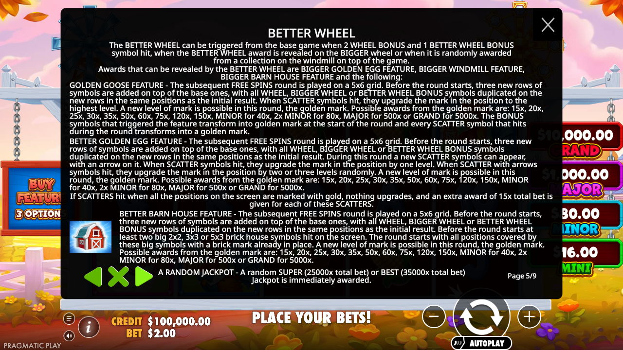 Official Better Wheel Bonus and golden-mark rules