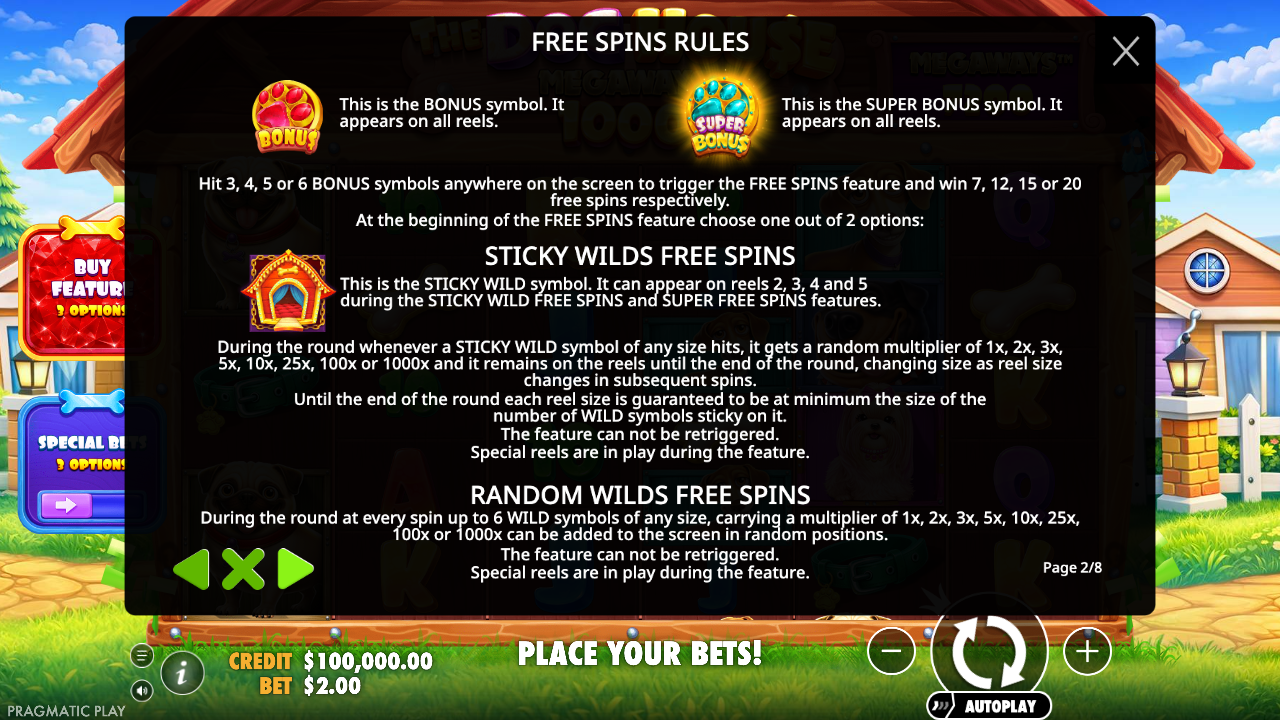 Sticky Wilds and Random Wilds Free Spins rules