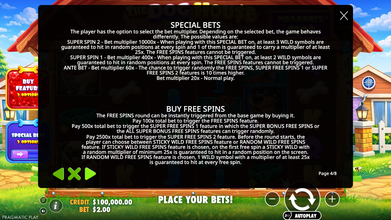 Special-bet and feature-purchase rules