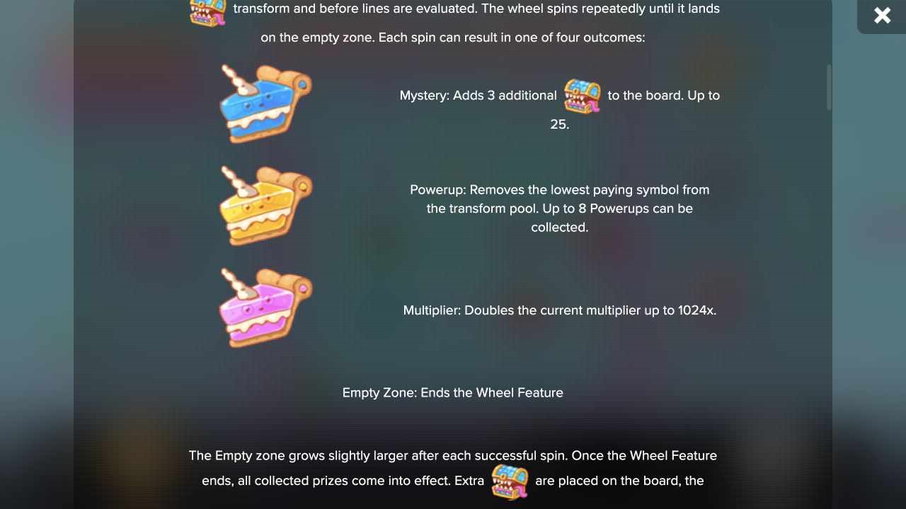 Candy Crunch Wheel Feature outcome rules