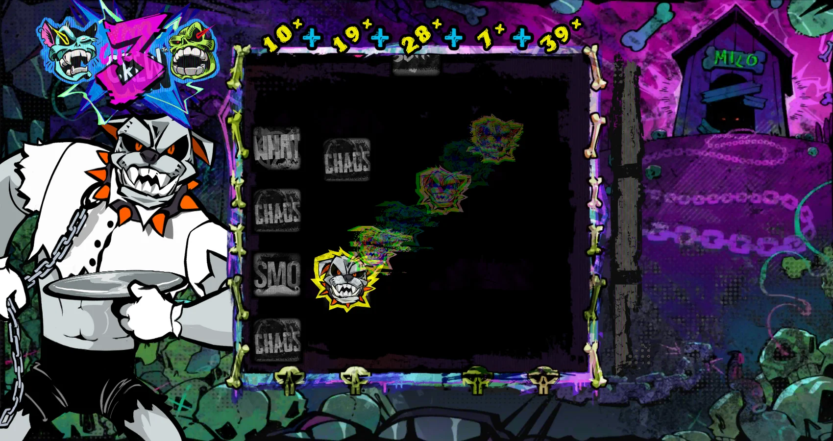Glitch Dog moving across the bonus grid